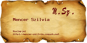 Mencer Szilvia névjegykártya
